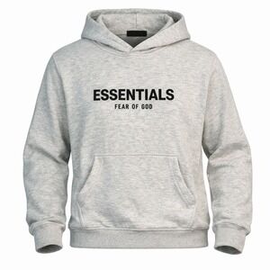 Fear of God Essentials Hoodie Light Oatmeal Mens Large Logo Pullover